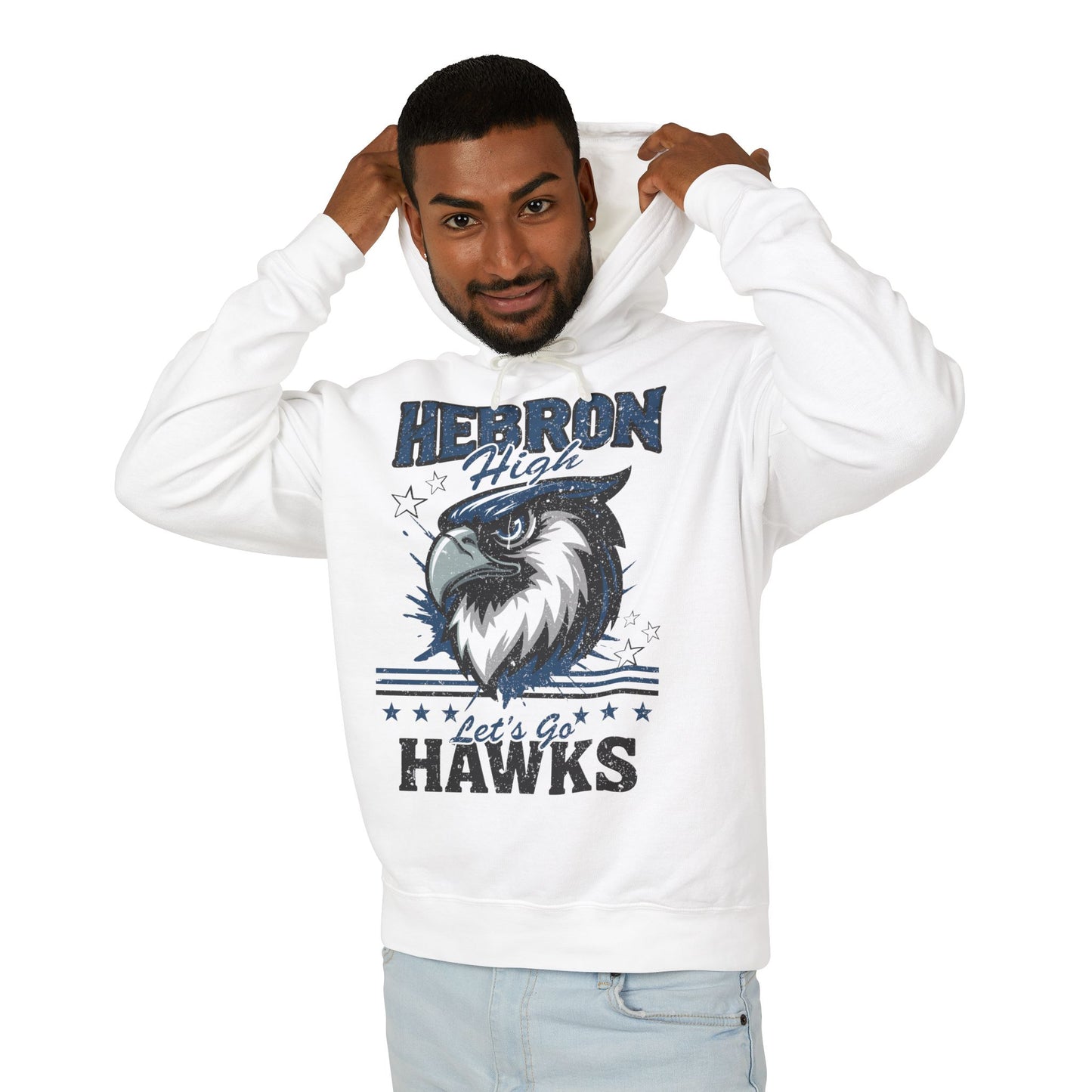 Hebron High School Spirit Lightweight Hoodie, Unisex Sweatshirt for Game Day, Let's Go Hawks Apparel, Team Pride Gift, Comfortable Athletic Wear