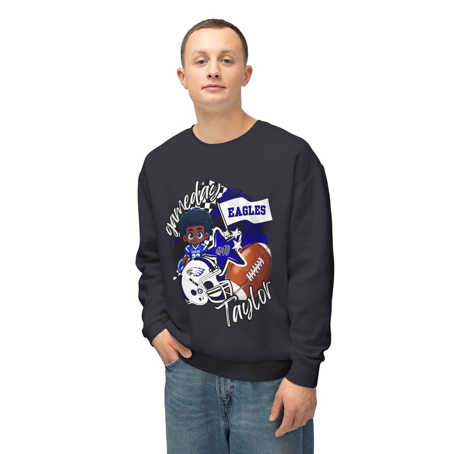 Custom Arbor Creek Eagles Football Crewneck Sweatshirt for Kids, Personalized Team Spirit Top, Gift for Young Fans, Lightweight Athletic Apparel