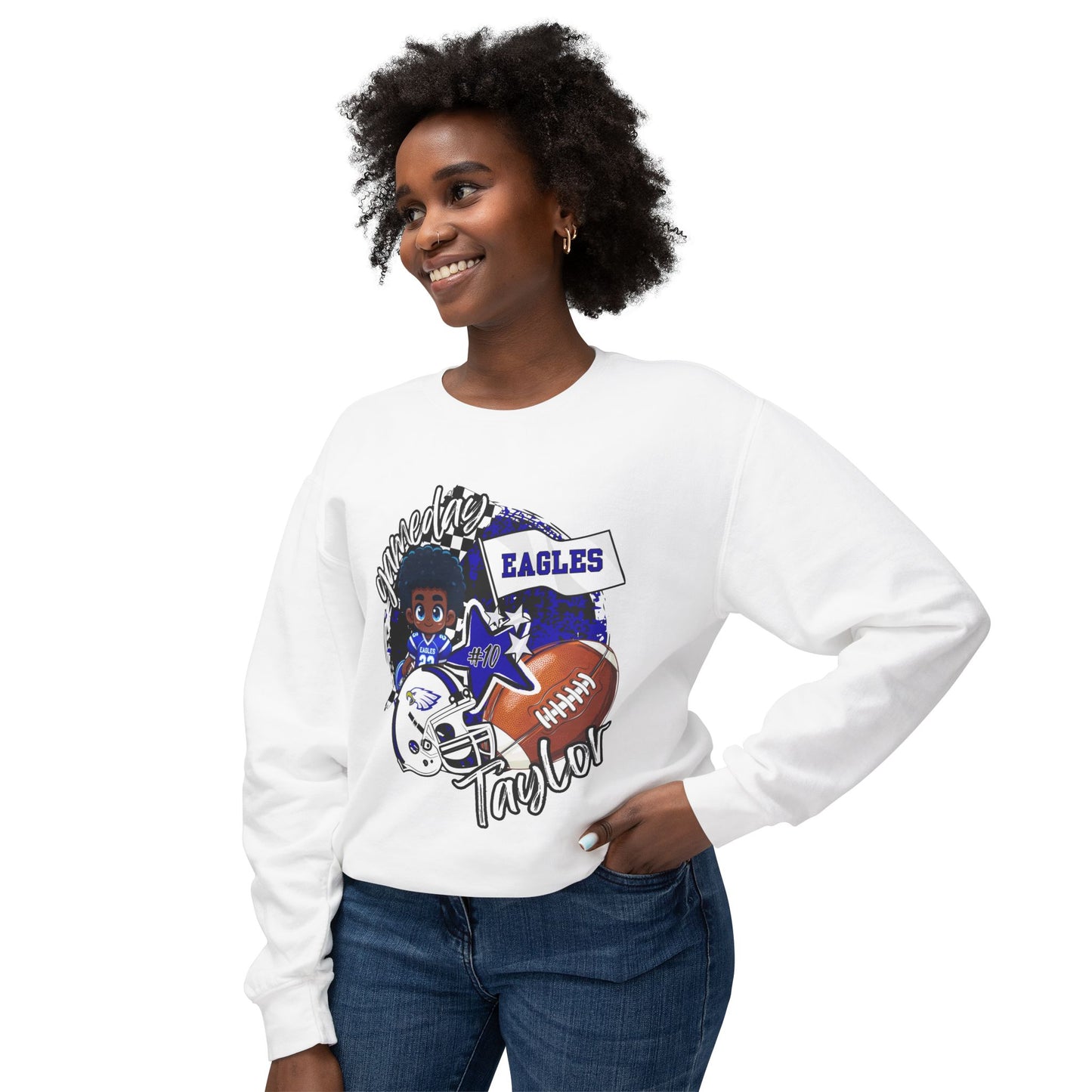 Custom Arbor Creek Eagles Football Crewneck Sweatshirt for Kids, Personalized Team Spirit Top, Gift for Young Fans, Lightweight Athletic Apparel