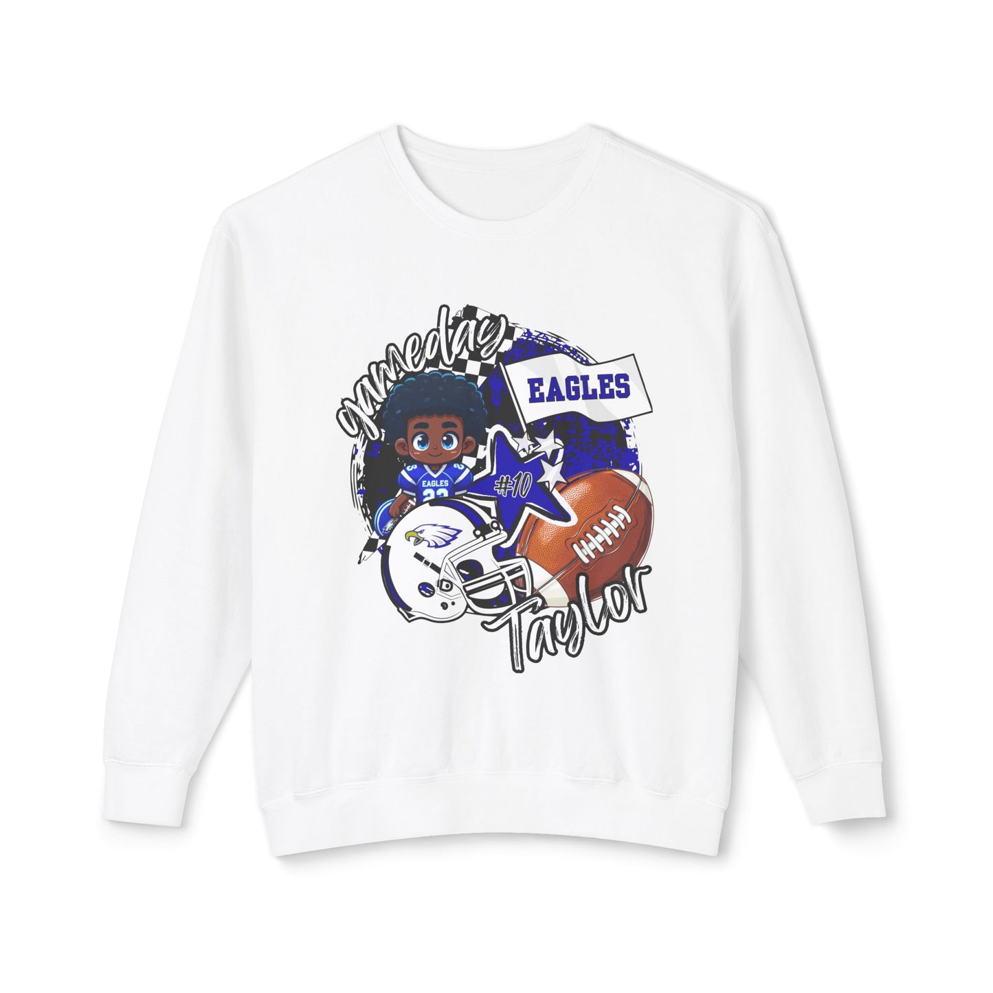 Custom Arbor Creek Eagles Football Crewneck Sweatshirt for Kids, Personalized Team Spirit Top, Gift for Young Fans, Lightweight Athletic Apparel