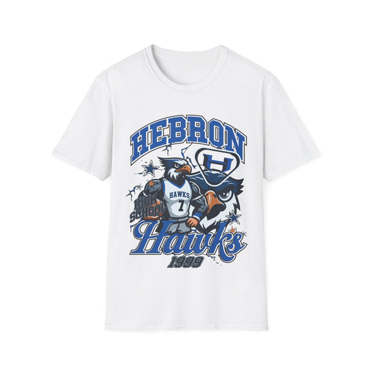 Hebron Hawks Vintage Unisex Softstyle T-Shirt, School Spirit Tee, Graduation Gift, Sports Event Apparel, College Nostalgia Wear