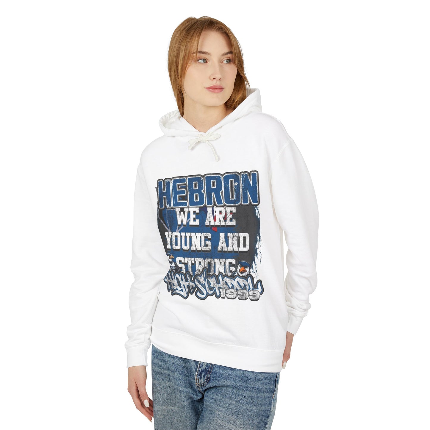 Hebron High School Unisex Lightweight Hooded Sweatshirt - We Are Young and Strong, School Spirit Apparel, College Hoodies, Student [...]