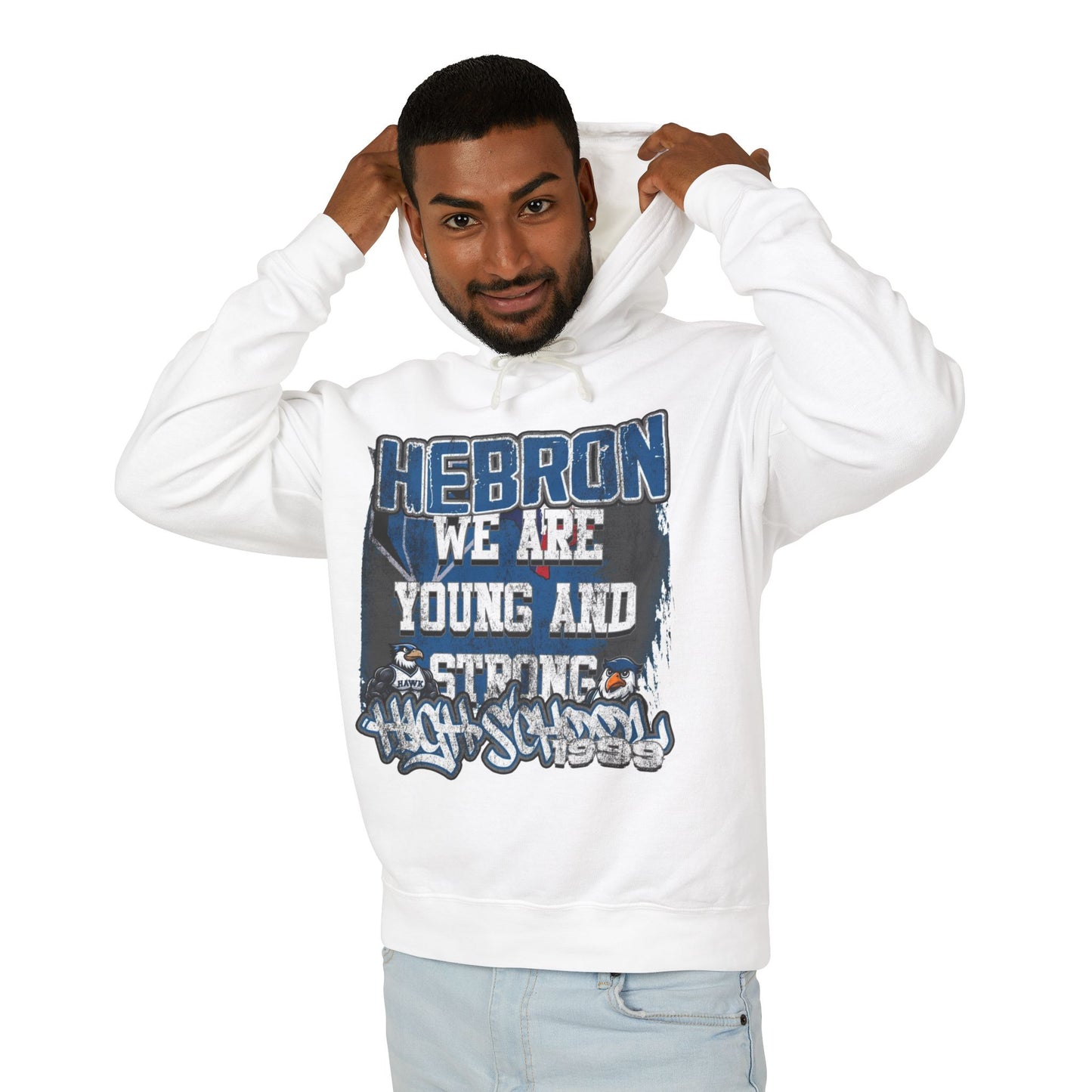 Hebron High School Unisex Lightweight Hooded Sweatshirt - We Are Young and Strong, School Spirit Apparel, College Hoodies, Student [...]