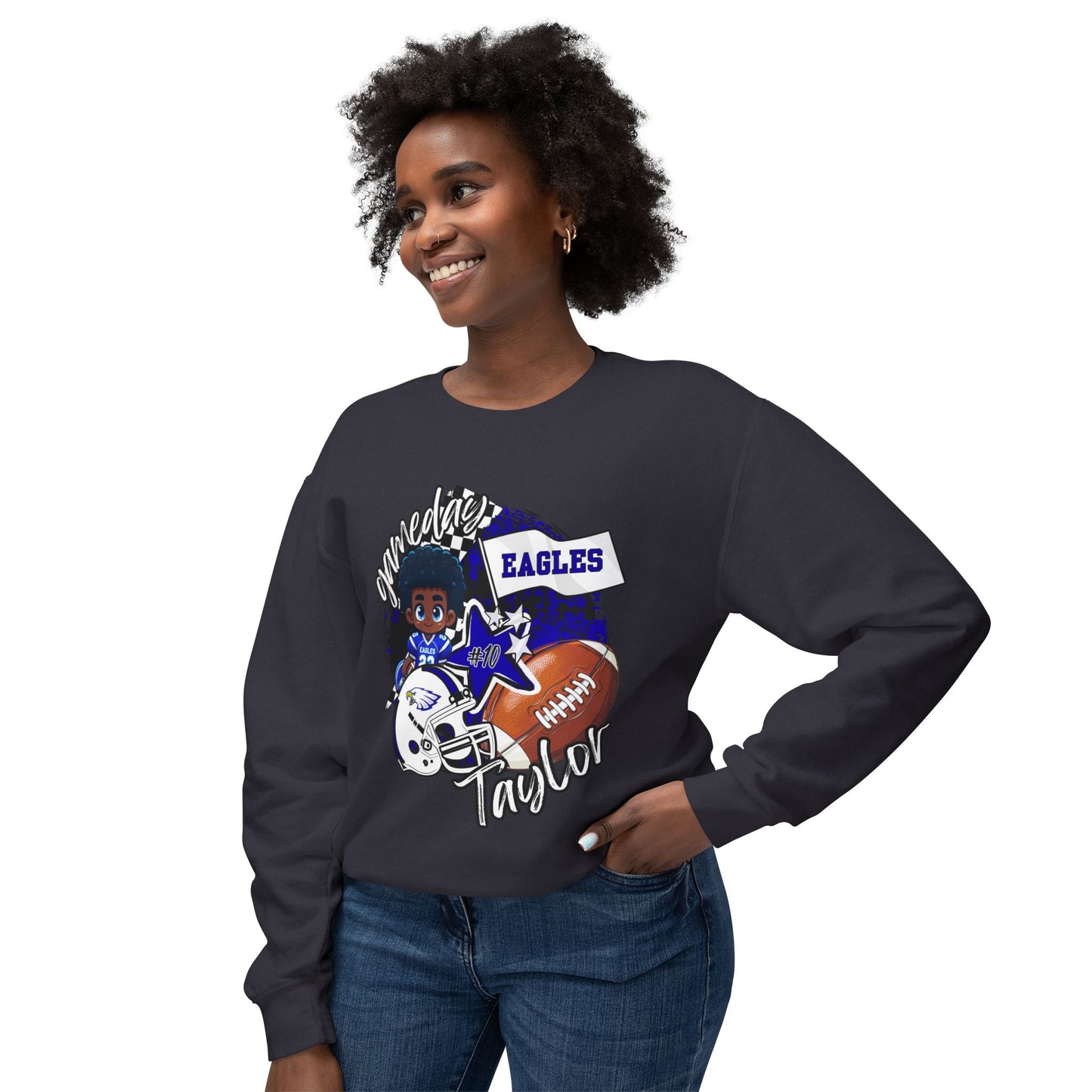 Custom Arbor Creek Eagles Football Crewneck Sweatshirt for Kids, Personalized Team Spirit Top, Gift for Young Fans, Lightweight Athletic Apparel