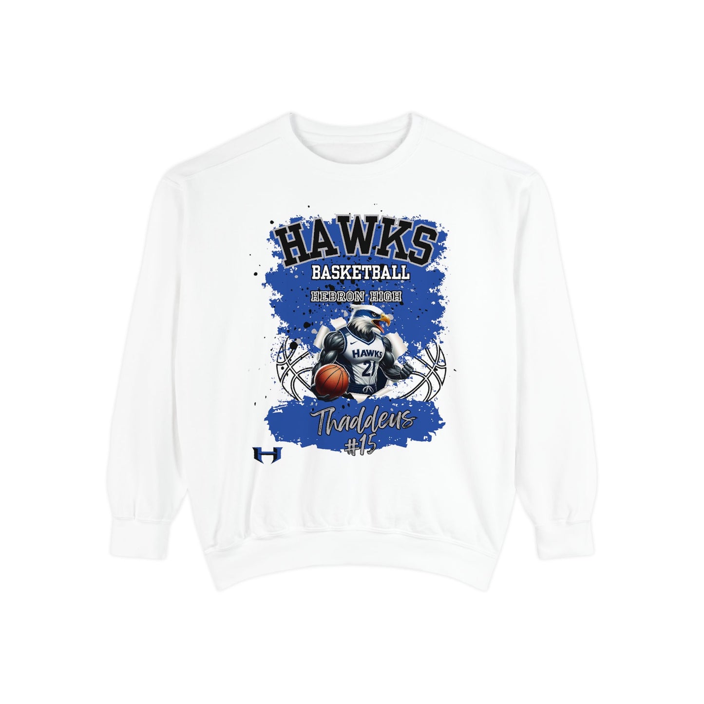 Customizable Hebron Hawks Basketball Sweatshirt, Unisex Sportswear, Garment-Dyed Hoodie, Team Spirit Apparel, Comfortable Athleisure, Perfect for Game Days