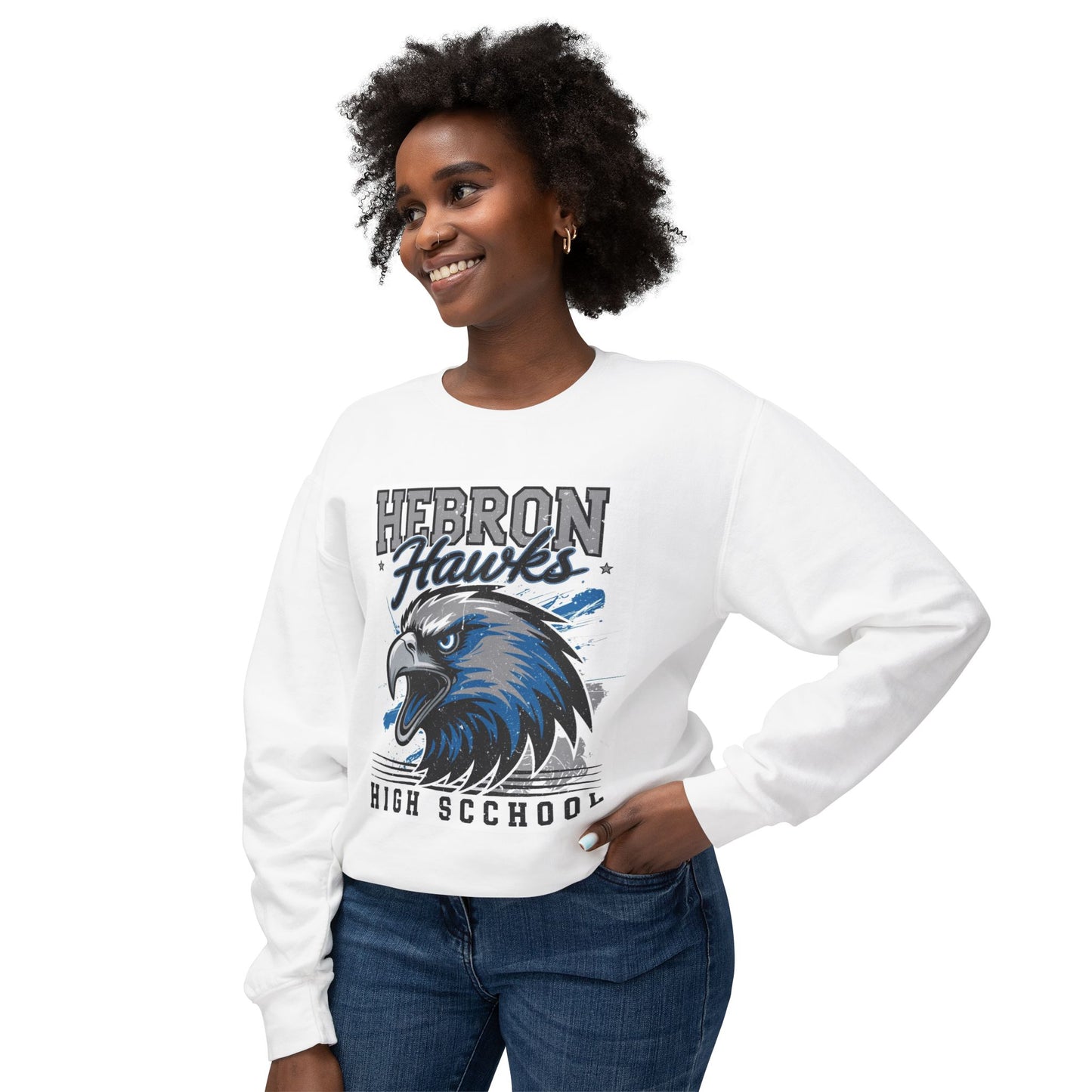 Hebron Hawks Crewneck Sweatshirt - Unisex Lightweight Sweater for School Spirit, Casual Wear, Sports Events, Gifts, Team Merchandise