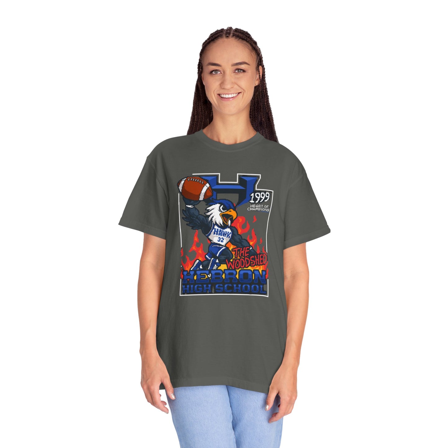 Football Hebron High School Spirit T-Shirt, Unisex Garment-Dyed Apparel for Game Days, Casual Wear, School Events, Unique Gifts