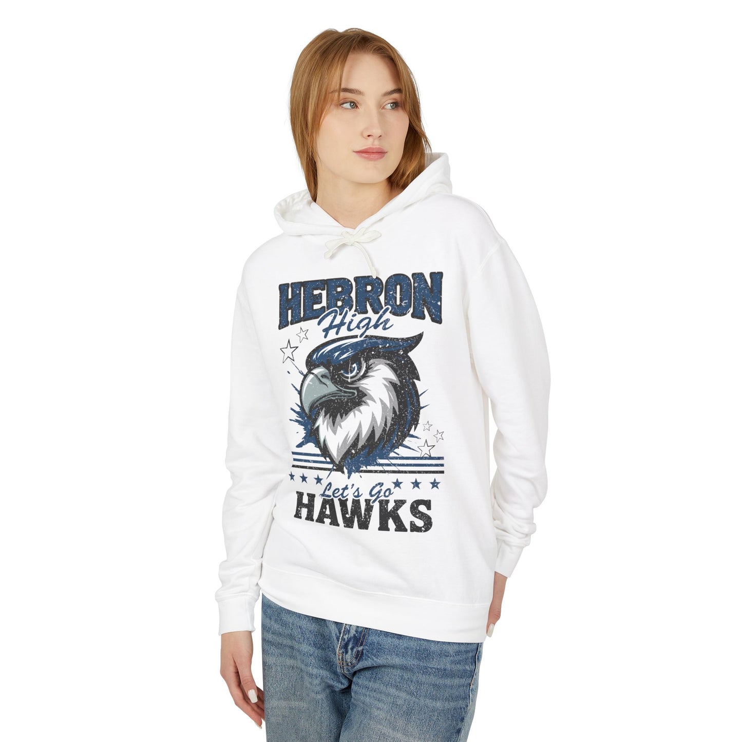 Hebron High School Spirit Lightweight Hoodie, Unisex Sweatshirt for Game Day, Let's Go Hawks Apparel, Team Pride Gift, Comfortable Athletic Wear