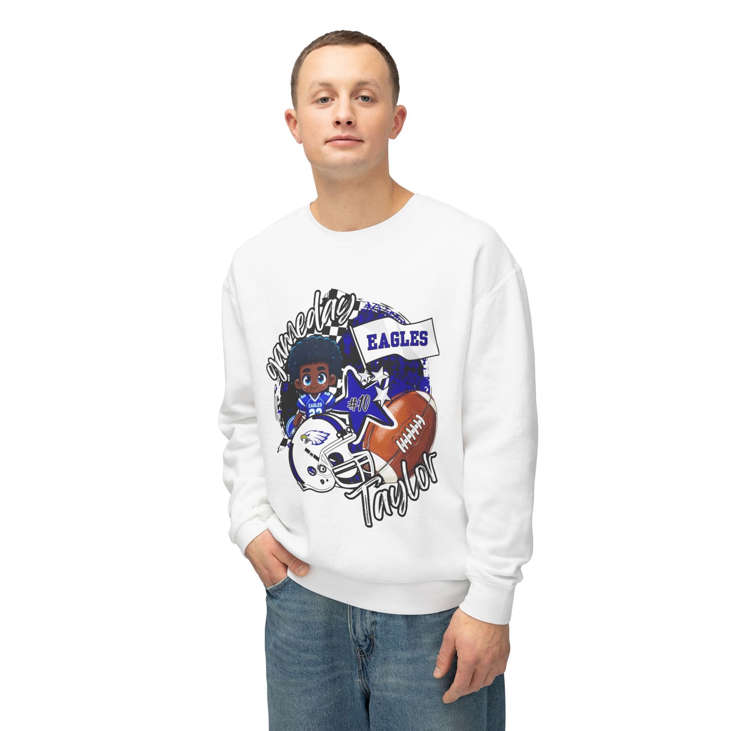 Custom Arbor Creek Eagles Football Crewneck Sweatshirt for Kids, Personalized Team Spirit Top, Gift for Young Fans, Lightweight Athletic Apparel